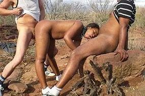 Interracial Threesome in Africa