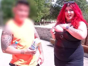 Leia Saez Goes Out onto the Street with a Question. "Does a Brick of Milk or One of My Boobs Weigh More?" Bet ;P