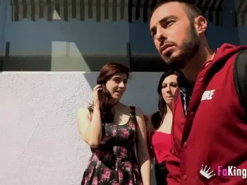 Two Brunette Girls (One Hides a Surprise), Pick Up a Rookie in the Streets of Madrid. Their Names Are Sheila and Lina