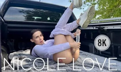 Masturbation With A Big Dildo On A Pickup