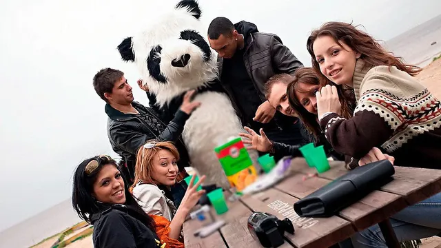 Real college sex party with a Panda-boy