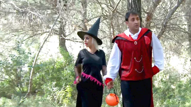 Gina Snake in Bizarre Halloween Role Play Threesome