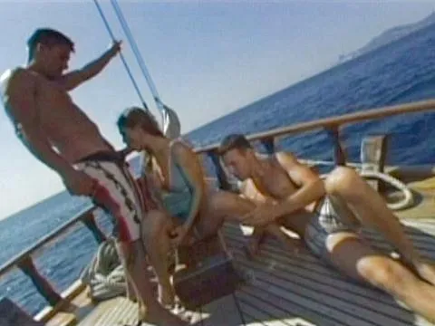 Rita Faltoyano given a glorious double penetration fuck outdoors on a boat
