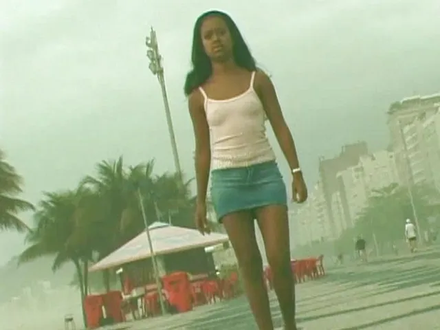 Giselle is a slim black teen who gets some cum on her face at the end
