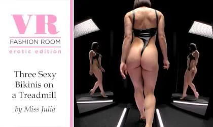 Miss Julia And Her Three Sexy Bikinis On A Treadmill