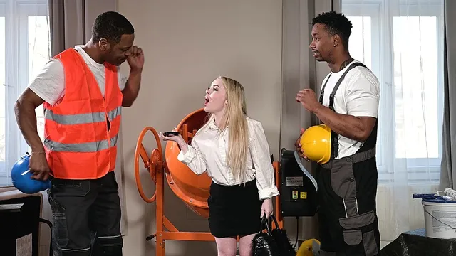 Petite blonde Haley Spades gets dpd by BBC construction workers gp3013