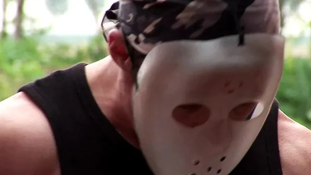 sarah rose takes anal threesome outdoors from two masked men