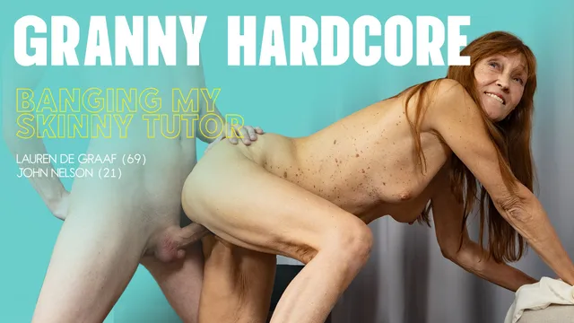 Skinny Redhead Granny Lauren De Graaf Seduces Her 21-Year-Old Student and Takes His Big Cock