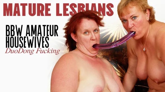 BBW Mature Lesbians Hiltrude and Evie Share a DuoDong and Fuck Each Other's Hairy Pussies Raw