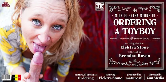 The delivery guy winds up fucking nympho MILF cougar Elektra Stone with her big natural tits