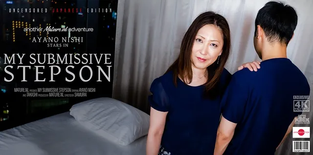Japanese MILF fucking her submissive stepson
