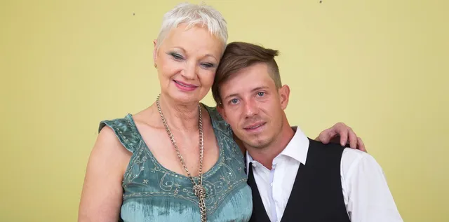 Horny Granny gives head and fucks her Toyboy