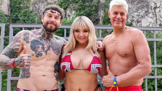 HUGE NATURAL TITS Blonde Lana Wolf Follows the Rainbow to THREESOME