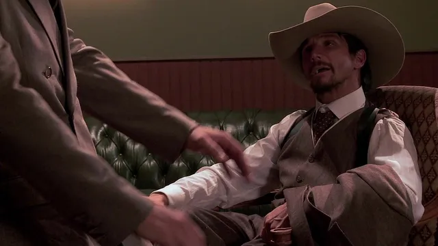 They strip out of their flapper dresses and get their pussies licked by some guys who then...