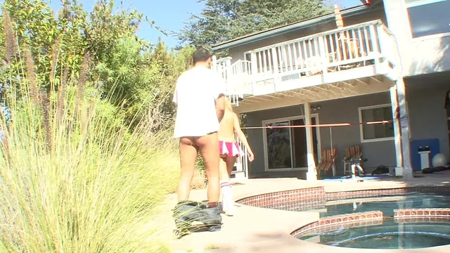 Mae Meyers is a very naughty cheerleader that loves two guys at a time