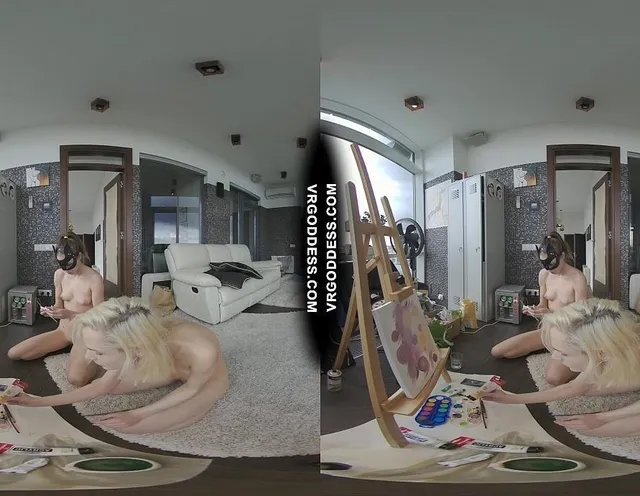 Creative Porn Hot Teens Miss Pussycat Painting Canvas and Naked Bodies with Poppy Fingering