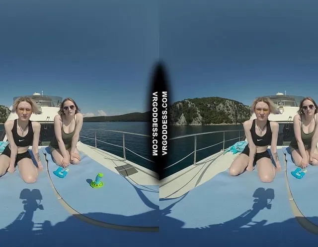 Ingrida and Diana Nude Sunbathing on a Yacht Vacation Playing with Bubbles