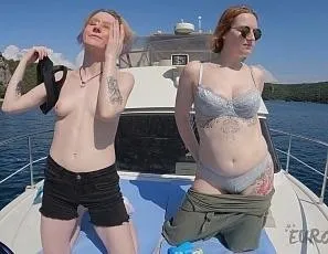 Diana with Her Friend Ingrida on Vacation Naked on a Yacht While on Vacation